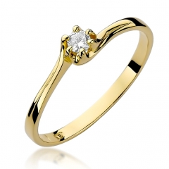 Klasyczny Pierścionek zaręczynowy z Brylantem 0,10ct z żółtego/białego złota pr.585